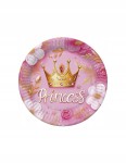 Talerzyki papierowe Pink Princess księżniczka 18cm 8 szt różowe