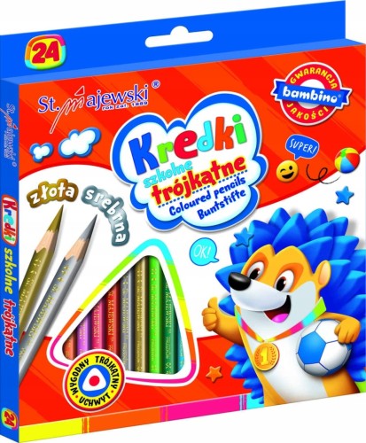 Kredki szkolne Bambino 24 szt mix kolor trójkątne gruby grafit + temperówka