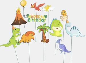 Topper Toper Dekoracja na Tort Urodziny Dinozaury Dino Zestaw 12 sztuk