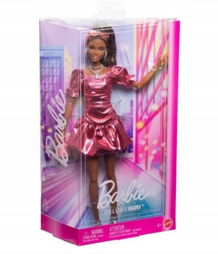 Barbie Deluxe Style #6 JFP41 – lalka w koralowej sukience