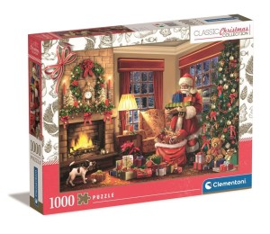Clementoni Puzzle 1000 el. Świąteczne Santa's Visit Mikołaj 70x50 cm