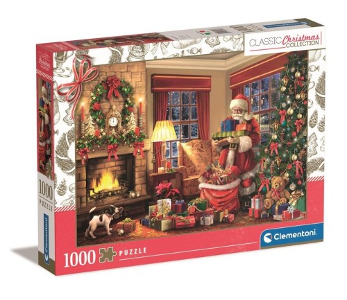 Clementoni Puzzle 1000 el. Świąteczne Santa's Visit Mikołaj 70x50 cm