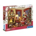 Clementoni Puzzle 1000 el. Świąteczne Santa's Visit Mikołaj 70x50 cm