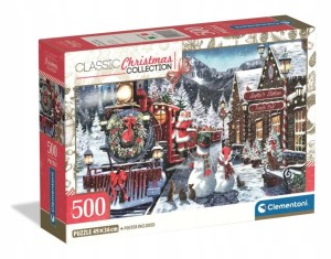 Clementoni Puzzle 500 el. Świąteczne Train Station Snowman 49x36 cm