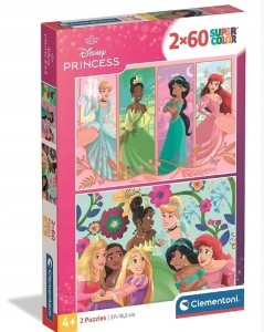 Clementoni Puzzle Księżniczki Disney Princess 2x60 el. SuperColor 4+