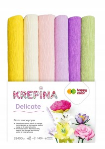 Krepina marszczona Happy Color 6 kolorów 25x100 cm bibuła do kwiatów DIY