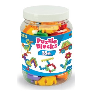 Klocki puzzle w słoiku 35 el.