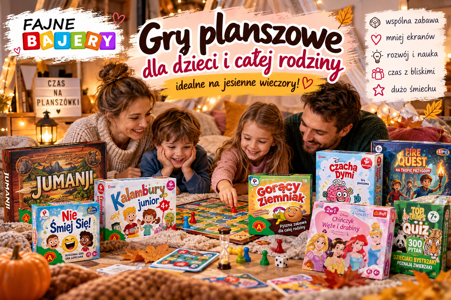 Gry planszowe dla dzieci i całej rodziny – co wybrać na jesienne wieczory?